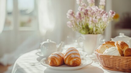 Charming Breakfast with Welcoming Decor on White Table