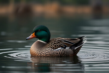 Beautiful Baikal Teal (Anas crecca) floating on water