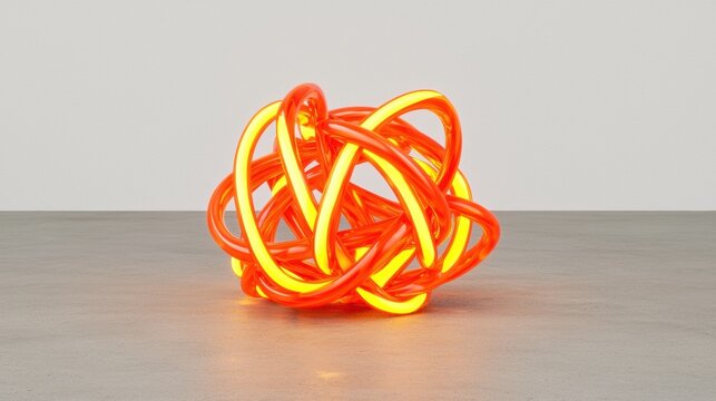 A glowing orange and yellow abstract sculpture. - Powered by Adobe
