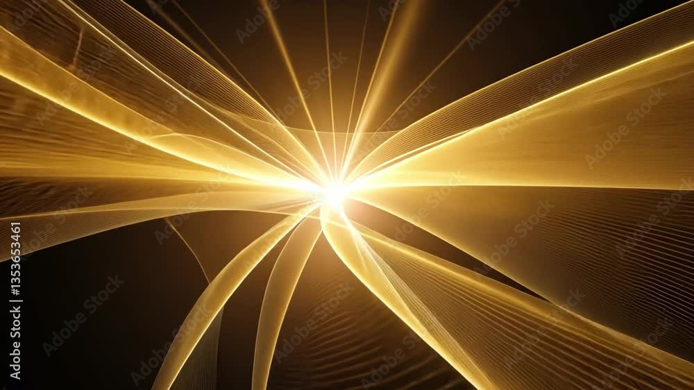 Poster dynamic flow of golden light an abstract design showcasing bright patterns and energy illumination