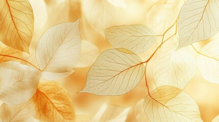 Obraz premium Autumn leaves delicate light pastel background