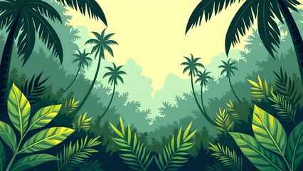 Jungle Background – Lush Tropical Forest Illustration
