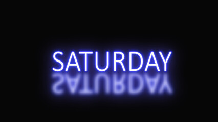 Glowing neon lines saturday text animation on black background with blue color.