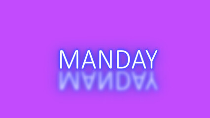 Glowing neon lines manday text animation on pink background with blue color.