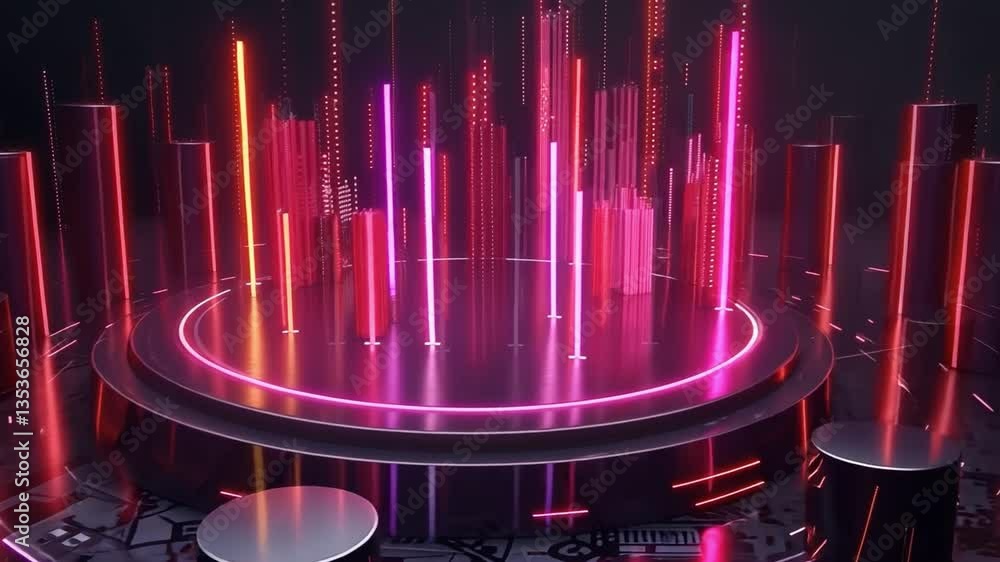 Aufkleber vibrant digital landscape glowing neon lights and modern energy create abstract visual rhythm with d