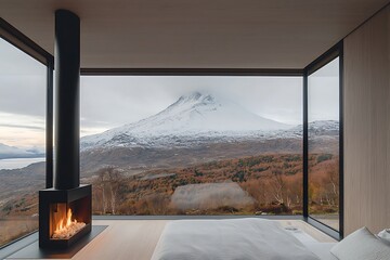 Mountain View Bedroom Fireplace.