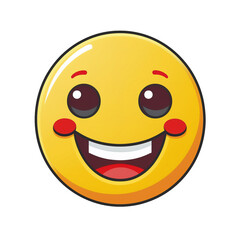 Fototapeta premium Happy yellow face emoji on transparent png background