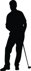black golfer player white background