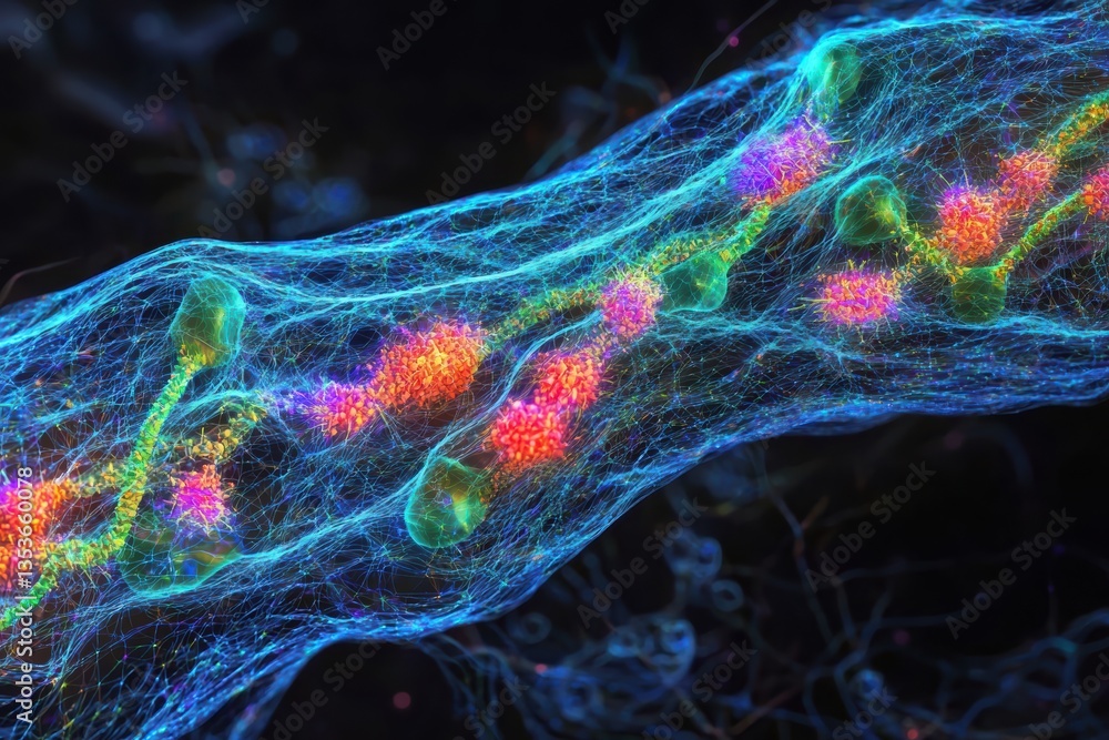 Poster detailed image of telomeres showcasing their role in cellular aging and protection, with vibrant col