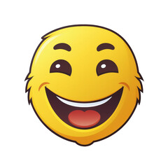 Fototapeta premium Happy yellow face emoji on transparent png background