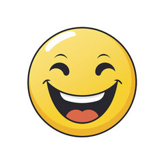 Happy yellow face emoji on transparent png background