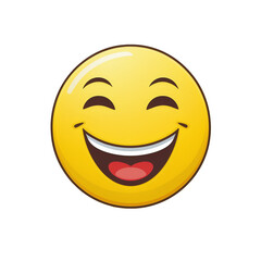 Fototapeta premium Happy yellow face emoji on transparent png background