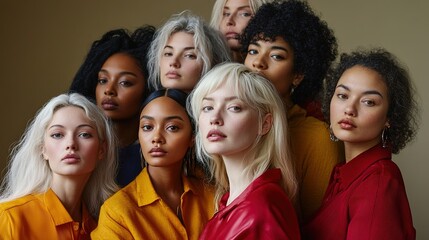 Fototapeta premium Diverse Group of Women Showcasing Multicultural Beauty in Portrait