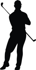 Golf player logo, isolated vector silhouette