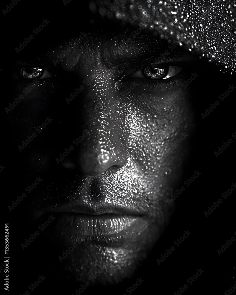 Poster mysterious low key portrait of a partially illuminated face