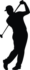People playing golf in various poses isolated vector silhouette on white backgroun