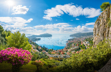 A vibrant view of Villefranche-sur-Mer on the French Riviera, France