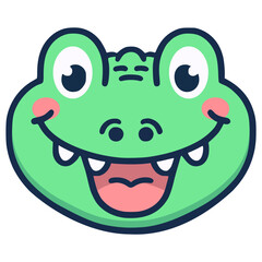 happy crocodile wild animal cartoon character flat color vector illustration template design