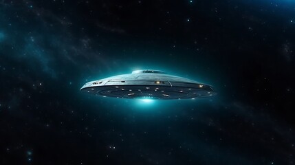 Obraz premium Alien Spaceship Soaring Through The Starry Cosmos