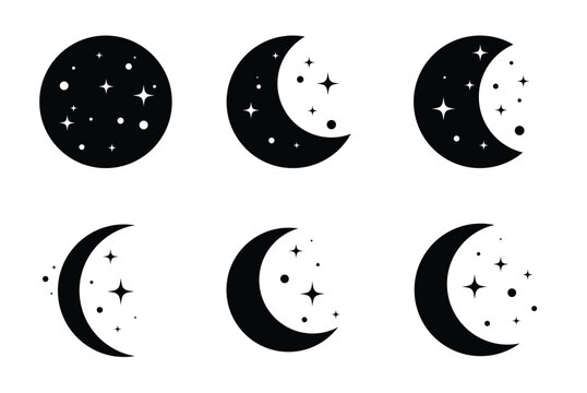 mooon and star vector illustration