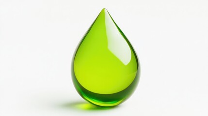 Luminous green droplet stands out crisply on white ideal for seamless design integration