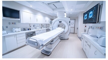 Wide shot of interventional radiology suite during procedure preparation