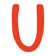 Bold red uppercase letter U with rounded edges on a white background. Modern and playful design, ideal for typography, branding, logos, and graphic projects.