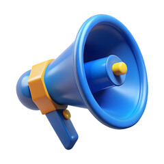 3D Blue megaphone and flash lightnings. Special offer. Social media promotion. Marketing time concept. Loudspeaker or speaker object. Realistic design emoji icon. 3D Vector illustration