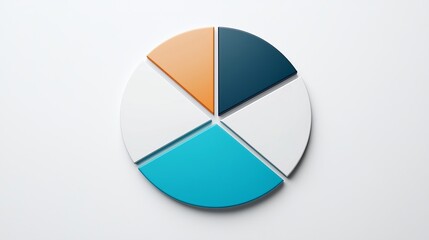 Fototapeta premium Colorful Five Section Pie Chart on White Background for Data Visualization