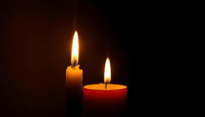 Flickering candle flame illuminates darkness, casting soft shadows,  intimate, ambiance