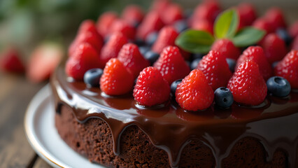Delicious Chocolate Cake with Fresh Berry Topping
