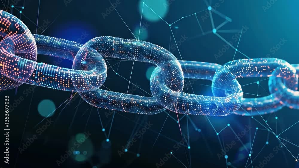 Poster digital chain links futuristic representation of connectivity and innovation in blockchain technolog