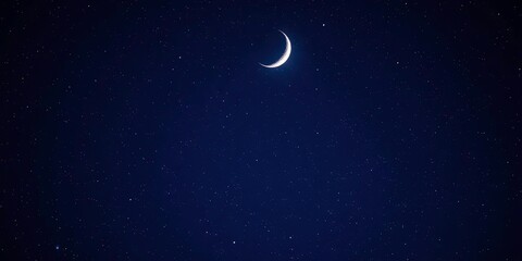 Night sky, crescent moon, countless stars, cosmic dust, night, graphic