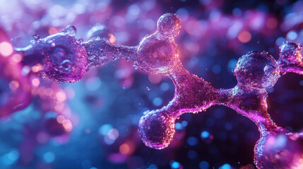 Innovative smart materials chemistry abstract visualization, futuristic self-healing polymers forming fluid high-tech structures