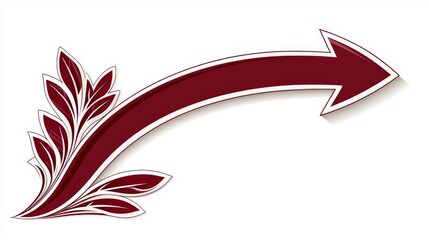 Elegant Maroon Arrow Design with Floral Ornament for Direction Indication