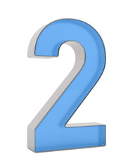 Number two on white background. Isolated 3D illustration