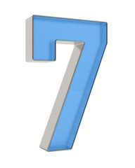 Number seven on white background. Isolated 3D illustration