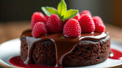 Delicious Chocolate Cake with Raspberries Delight