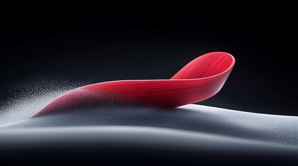 Red Curve Sliding on Snow for Dark Background.