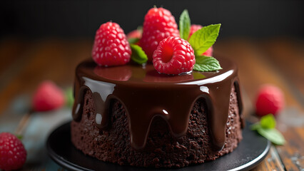 Luscious Chocolate Cake with Raspberry Topping