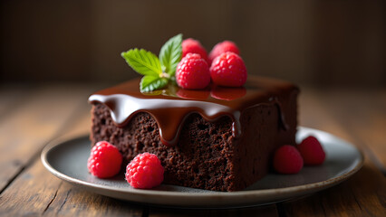 Decadent Chocolate Brownie with Raspberry Delight