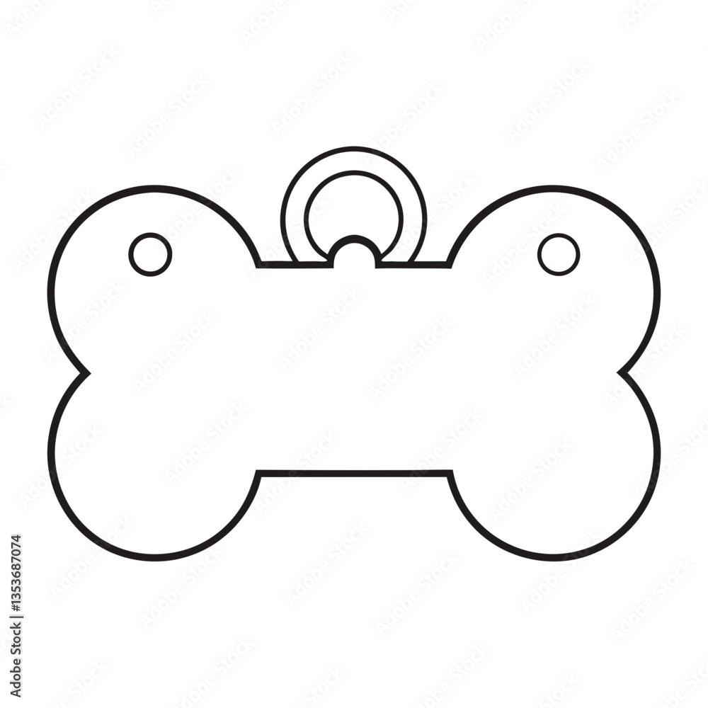 Poster minimalistic dog bone-shaped tag design with circular attachment loop