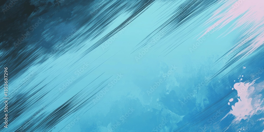 Poster abstract painting with blue tones and sweeping brushstrokes creating a sense of movement and depth i