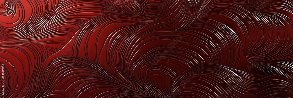 Poster flowing patterns create a rich abstract background with dynamic waves and deep red hues