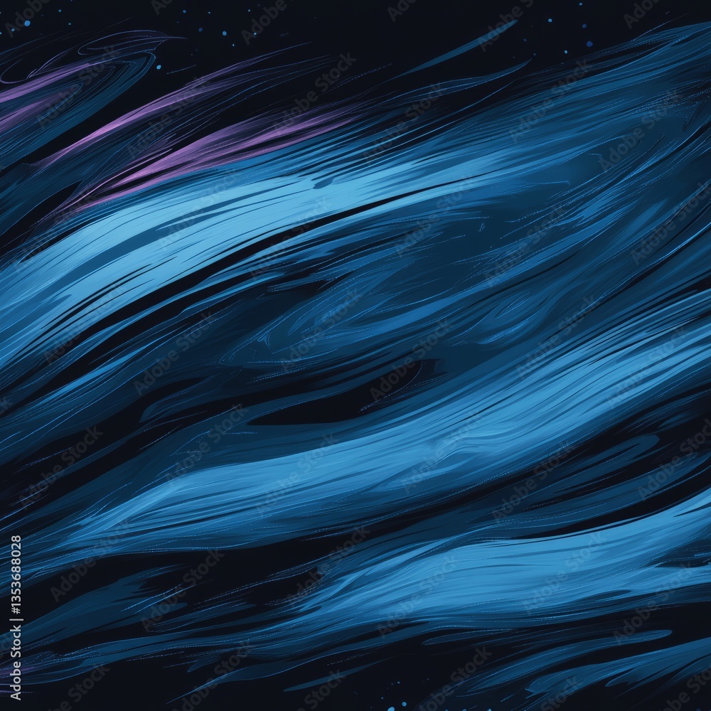 Poster abstract waves in vibrant blue hues create a dynamic and calming visual experience in a dark backgro