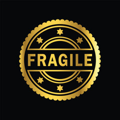 gold color fragile rubber stamp, icon, flat, design, vector, illustrations, education, style, trendy, collections