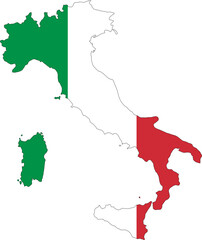 Italy flag on the map illustration vector with transparent