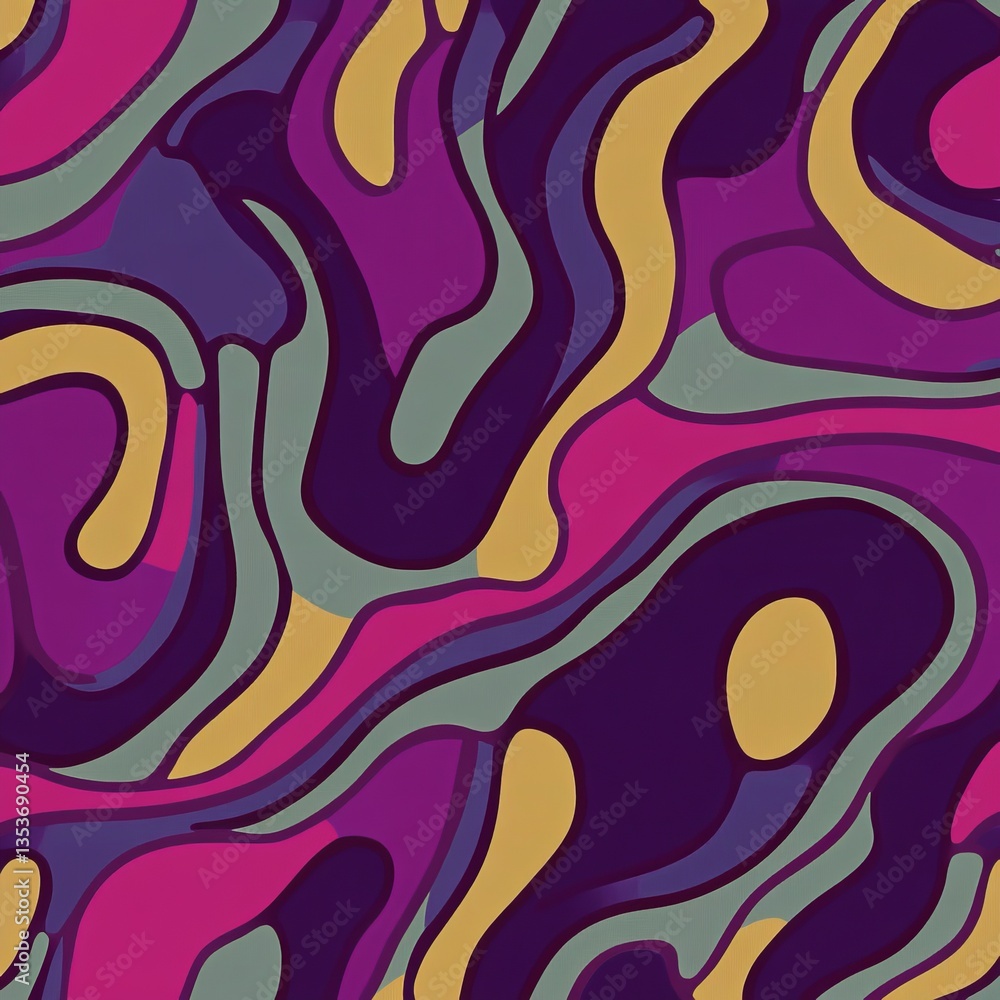 Poster colorful abstract pattern displaying vibrant curves and flowing lines with contrasting hues and shap