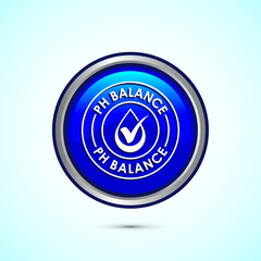 PH balance icon design illustration. Neutral PH balance icon sign, Free acidity concept, Blue color round button design