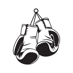 Vector boxing gloves icon. Two-tone version on black and white background